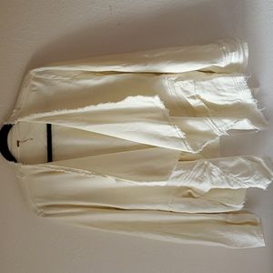 NWOT Free People raw edge linen blend blazer cardi Medium cream